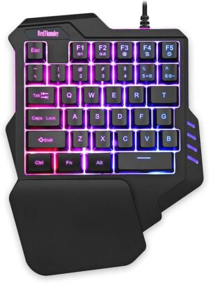 Clavier de jeu à une main RedThunder, rétroéclairé RVB, 35 touches, mini clavier de jeu portable, contrôleur de jeu ergonomique pour PC