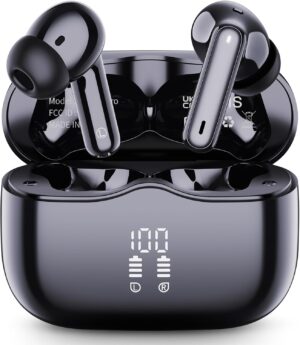 Écouteurs intra-auriculaires sans fil Bluetooth 5.4 2025 avec micro antibruit 4 canaux ENC, nouveaux écouteurs sans fil HiFi stéréo, basses profondes, autonomie de 40 heures.