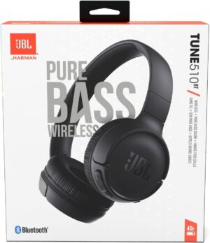 JBL Tune 510BT - Casque Bluetooth avec jusqu'à 40 heures d'autonomie, microphone pour les appels, pliable et confortable, compatible Android et iOS (Noir) – Image 2
