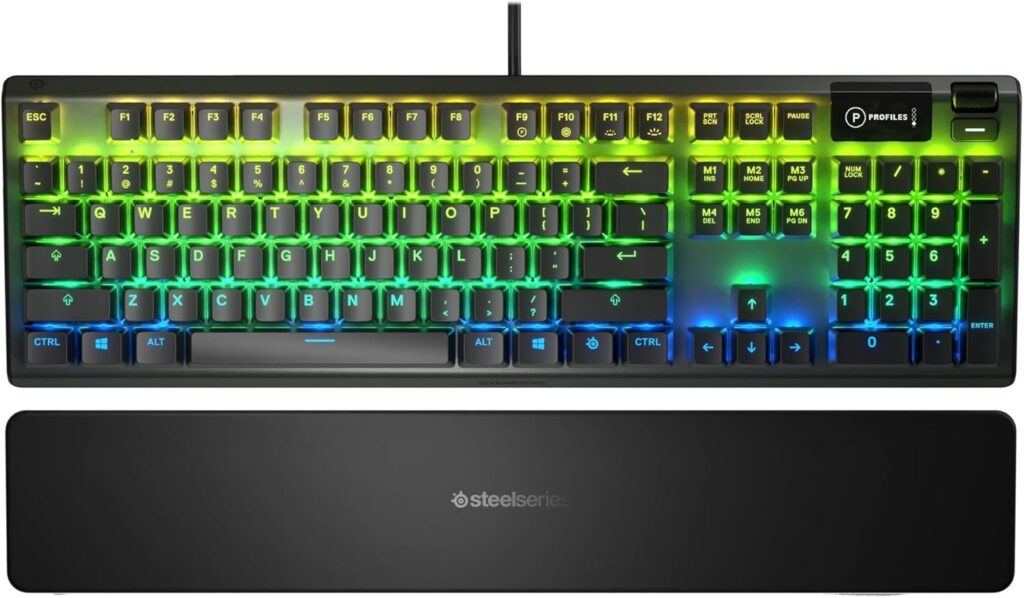 Clavier de jeu mécanique hybride USB SteelSeries Apex 5 – Éclairage RVB par touche – Cadre en alliage d'aluminium de qualité aéronautique – Écran OLED intelligent