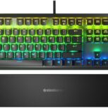 Clavier de jeu mécanique hybride USB SteelSeries Apex 5 – Éclairage RVB par touche – Cadre en alliage d'aluminium de qualité aéronautique – Écran OLED intelligent