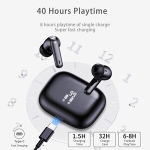 Écouteurs intra-auriculaires sans fil Bluetooth 5.4 2025 avec micro antibruit 4 canaux ENC, nouveaux écouteurs sans fil HiFi stéréo, basses profondes, autonomie de 40 heures. – Image 2