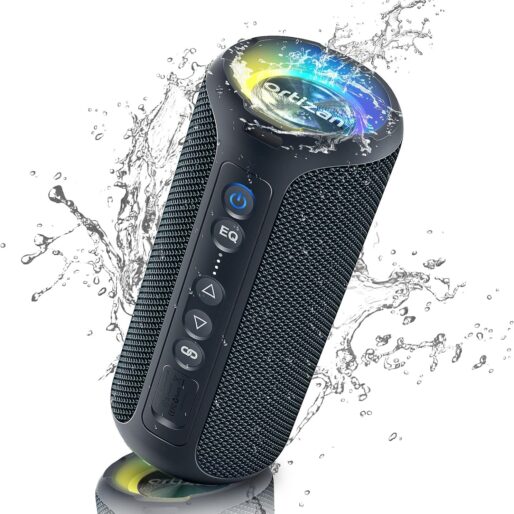 Enceintes Bluetooth Ortizan, haut-parleur stéréo portable sans fil - Étanchéité IPX7, puissance sonore 40 W, double appairage, basses profondes, éclairage LED, Bluetooth 5.3